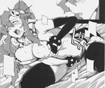  1girl artist_request bikini_top blush breast_grab breasts female fingering fingerless_glove gloves hair_ornament heavy_breathing large_breasts masturbation moaning monochrome nipples ponytail scarf short_shorts solo sweat tears tengen_toppa_gurren_lagann very_long_hair yoko_littner 