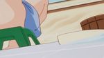  1girl animated animated_gif ass barefoot breasts feet genderswap ranma-chan ranma_1/2 red_hair saotome_ranma soap somersault towel 