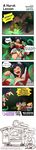  3boys 3d_glasses absurdres ahri animal_ears bare_shoulders black_hair blush breasts cleavage comic detached_sleeves english eyeliner facial_mark facial_tattoo food food_stand fox_ears heimerdinger highres huge_breasts illaoi korean_clothes league_of_legends long_hair long_image makeup malcolm_graves master_yi multiple_boys multiple_girls multiple_tails nestkeeper octopus open_mouth tahm_kench tail tall_image tattoo tentacles whisker_markings 