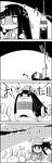  4koma :x bound bunny comic commentary facial_hair greyscale hanging hat highres houraisan_kaguya jitome monochrome mustache pose santa_hat shaded_face sleigh tani_takeshi tied_up touhou translated upside-down yukkuri_shiteitte_ne 