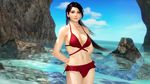  1girl 3d black_hair breasts cleavage dead_or_alive dead_or_alive_xtreme_3_fortune dead_or_alive_xtreme_beach_volleyball female large_breasts long_hair momiji_(ninja_gaiden) official_art outdoors ponytail sky solo swimsuit 