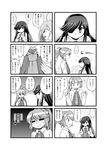  ...? 3girls 4koma =_= ahoge bangs bow bowtie comic commentary_request dress eyebrows_visible_through_hair futatsuki_hisame greyscale hair_between_eyes hair_over_one_eye hair_ribbon hands_up hayashimo_(kantai_collection) heart highres kantai_collection kazagumo_(kantai_collection) kiyoshimo_(kantai_collection) long_hair long_sleeves looking_down low_twintails monochrome multiple_4koma multiple_girls necktie partially_translated pleated_dress ponytail ribbon spoken_ellipsis sweatdrop translation_request twintails untied v-shaped_eyebrows 