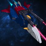  cannon firing g-fighter gundam highres hirodango mobile_suit_gundam space starfighter 