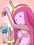  1girl adventure_time bikini breasts cleavage erection finn gashi-gashi princess_bonnibel_bubblegum swimsuit 