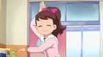  1girl animated animated_gif ass ass_shake brown_hair child eyes_closed kodama_fumika ponytail shorts solo what youkai_watch 