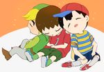  3boys black_hair blonde_hair brown_hair crossover doubutsu_no_mori mother_(series) multiple_boys ness nintendo short_hair sleeping super_smash_bros. the_legend_of_zelda the_legend_of_zelda:_the_wind_waker toon_link villager_(doubutsu_no_mori) wind_waker 