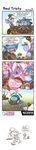  4koma ass blush comic crying earrings heart highres jewelry league_of_legends long_image nestkeeper open_mouth rumble_(league_of_legends) smoke tall_image tears tristana white_hair wide-eyed 