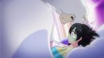  1girl alpaca animal animated animated_gif bed black_hair clenched_teeth cucumber dreaming love_live!_school_idol_project pajamas pillow red_eyes sexually_suggestive surprised teeth trembling yazawa_nico 