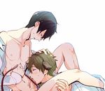  2boys abs blush collar cum cum_in_mouth cum_while_penetrated cumdrip drooling free! leash male_focus multiple_boys muscle nanase_haruka_(free!) naughty_face nipples pecs penis saliva sweat tachibana_makoto tagme testicles undressing wince yaoi 