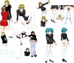  3boys 6+girls agent_aika angry aqua_hair ass bearhug black_delmo black_shoes blush brown_hair character_request crossover delmo female fighting hands_on_hips high_heels honjo_mikaze knocked_out leaning_forward looking_at_viewer looking_back microskirt multiple_boys multiple_girls open_mouth pain panties pantyshot pencil_skirt pleated_skirt pointing_at_viewer puffy_sleeves scared shirt shoes short_dress shorts simple_background skin_tight skirt smile spread_legs stratos_4 sumeragi_aika t-shirt thighhighs twin_braids twintails underwear uniform white_background white_legwear white_panties 