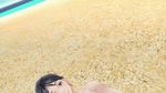  1girl 3d animated animated_gif atlus beach beauty_mark bikini black_eyes black_hair breasts cleavage female genei_ibunroku_#fe glasses large_breasts sand shimazaki_maiko short_hair solo swimsuit 