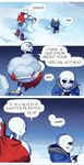  anadapta animated animated_gif cape cellphone comic english highres multiple_boys nervous papyrus_(undertale) phone sans skeleton snow snowball snowman undertale 