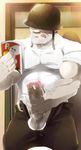  1boy abs bara bathroom blush cum huge_penis male_focus masturbation muscle penis saliva solo steam sweat tagme team_fortress_2 testicles the_soldier 