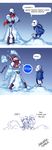  2boys anadapta animated animated_gif artist_name cape comic english gameplay_mechanics highres multiple_boys papyrus_(undertale) sans skeleton snow snowman tongue_twister undertale 