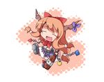  bad_id bad_pixiv_id bottle chain chibi closed_eyes horns ibuki_suika long_hair nibiiro_shizuka orange_hair solo touhou 