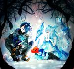  1girl bad_id bad_pixiv_id blue_eyes blue_hair ice kyachi long_hair pixiv_fantasia pixiv_fantasia_4 pointy_ears pumpkin string 