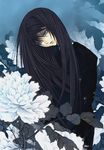  black_hair fatal_frame fatal_frame_3 flower grey_eyes japanese_clothes kimono long_hair solo yukishiro_reika yusa_tk74 