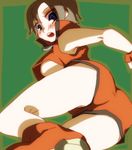  ass bad_id bad_pixiv_id blush boots breasts brown_hair fujikami_(lilac) large_breasts meiko perspective short_hair shorts solo underboob vocaloid 