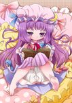  bad_id bad_pixiv_id barefoot bloomers blush book child feet long_hair muu_rian patchouli_knowledge pillow purple_eyes purple_hair ribbon solo touhou underwear 