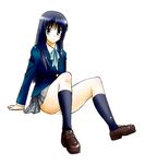  akiyama_mio black_eyes black_hair k-on! long_hair panties pantyshot pantyshot_(sitting) school_uniform sentape sitting solo underwear white_panties 