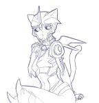  1girl animal_ears arcee autobot bell breasts cat_collar cat_ears full_body legs mecha_girl tail transformers transformers_prime 
