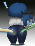  ! 3girls ass ass_grab blue_eyes blue_hair blue_skin deep_skin disgust_(inside_out) disney from_behind glass green_skin huge_ass inside_out joy_(inside_out) multiple_girls oddmachine open_mouth pixar sadness_(inside_out) shiny shiny_clothes short_hair yuri 