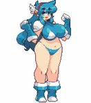  1girl aliasing animated animated_gif assisted_exposure blue_hair bouncing_breasts breasts erect_nipples female gloves large_breasts long_hair looking_at_viewer nipples original pixel_art plump sb simple_background smile solo standing tagme tecna thick_thighs white_background wide_hips 