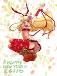  1girl animal_ears armpits blonde_hair braid bunny_ears flat_chest flower hairband long_hair navel open_mouth panties red_eyes ribbon rose shirley_fennes shoes skirt tail tales_of_(series) tales_of_legendia thighhighs underwear 