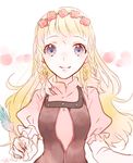  1girl blonde_hair blue_eyes braid breasts dress flower long_hair rose shirley_fennes smile tales_of_(series) tales_of_legendia 