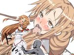  1girl ahegao ass asuna_(sao) bare_shoulders blush brown_eyes brown_hair crying kanchou long_hair miyamaru ryona sword_art_online tears tongue tongue_out very_long_hair zoom_layer 