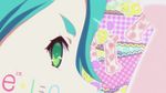  1girl animated animated_gif bakemonogatari blue_hair monogatari_(series) ononoki_yotsugi solo striped_legwear thighhighs 