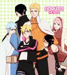  2girls 3boys aqua_hair black_hair blonde_hair blue_eyes boruto:_the_movie cape facial_mark father_and_daughter father_and_son forehead_mark forehead_protector glasses green_eyes haruno_sakura kris_yang mitsuki_(naruto) mother_and_daughter multiple_boys multiple_girls naruto pink_hair spiked_hair uchiha_sarada uchiha_sasuke uzumaki_boruto uzumaki_naruto 