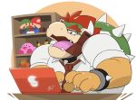  2019 bowser cellphone claws clothing computer eyewear glasses hair hi_res hikazedragon horn kirby kirby_(series) koopa laptop luigi male mario mario_bros metroid necktie nintendo phone plushie red_eyes red_hair samus_aran scalie shell signature video_games 