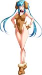  1girl animal_ears bare_legs bishop_(company) blue_hair breasts cosplay fake_tail female kagami_hirotaka legs leotard long_hair looking_at_viewer mesu_kyoushi_4 nipples partially_visible_vulva smile solo takamine_miyu twintails 