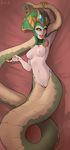  arbuz_budesh breasts cassiopeia_du_couteau claws lamia league_of_legends long_tongue lying monster_girl nipples nude on_back pussy slit_pupils snake_tail solo tongue uncensored yellow_eyes 