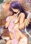  1girl blue_eyes breasts dark_skin female ikkitousen kan&#039;u_unchou kan'u_unchou large_breasts long_hair official_art purple_hair solo 