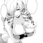  1girl breast_hold breasts cleavage drill_hair erect_nipples female large_breasts long_hair looking_at_viewer monochrome oriana_thomason solo tagme to_aru_majutsu_no_index tongue tongue_out upper_body 