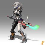  1girl alien animal_ears armor energy_blade ga_bow ga_buidhe huge_filesize mask naginata nintendo official_art solo tail weapon xenoblade_chronicles_x yellow_eyes 