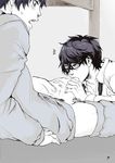  2boys ace_of_diamond black_hair fellatio glasses indoors male_focus miyuki_kazuya multiple_boys oral penis pubic_hair sawamura_eijun short_hair undressing yaoi 