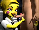  3d_(artwork) animatronic anthro avian ball_fondling balls beak bedroom_eyes bird chicken clothed clothing digital_media_(artwork) dress_shirt duo erection feathers female five_nights_at_freddy&#039;s five_nights_at_freddy&#039;s_2 fondling half-closed_eyes human looking_at_viewer machine makeup male male/female mammal naughty_face necktie open_beak open_mouth penis ponytail robot rx1213 seductive sex shirt source_filmmaker toy_chica_(fnaf) video_games yellow_feathers 