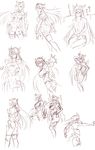  2girls breasts female kos-mos large_breasts long_hair monochrome multiple_girls negresco sketch t-elos translation_request xeno_(series) xenosaga 