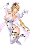  blonde_hair blue_eyes breasts character_request drill_hair elbow_gloves fei_(maidoll) female flower gloves hair_flower hair_ornament high_heels large_breasts lilith-soft long_hair looking_at_viewer nipples sochie_taylor taimanin_asagi taimanin_asagi_battle_arena 