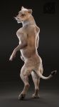  3d_(artwork) animal_genitalia animal_pussy anthro butt cosmiclife digital_media_(artwork) feet felid feline female feral flat_chested fur hi_res hindpaw lion looking_at_viewer looking_back mammal pantherine pawpads paws pinup pose pussy realistic rear_view semi-anthro shukura_(cosmiclife) solo standing whiskers 