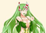  bluebullpen breasts cleavage eyes_closed final_fantasy final_fantasy_iv green_hair happy large_breasts lipstick long_hair makeup rydia smile 