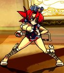  1girl alternate_color animated animated_gif bouncing_breasts breasts face_mask female legs mask nurse nurse_cap ponytail skullgirls surgical_mask valentine_(skullgirls) 