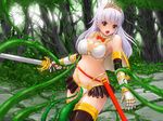  1girl armor bikini_armor blush borurun green_eyes haiboku_no_princess_knight long_hair princess rape tentacle tiara 