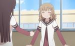  2girls animated animated_gif cookie eating food matsumoto_rise multiple_girls oomuro_sakurako school_uniform yuru_yuri 