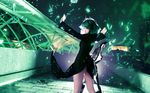  1girl cosplay dress green_hair one-punch_man photo psychic solo standing tatsumaki 