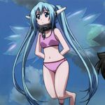  1girl animated animated_gif bikini blue_eyes blue_hair collar long_hair nymph_(sora_no_otoshimono) robot_ears small_breasts solo sora_no_otoshimono swimsuit wings 