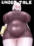  1girl artist_request blue_eyes breasts furry huge_breasts lactation milk milk_leaking_through_clothing nipples open_mouth sheep simple_background solo toriel undertale 